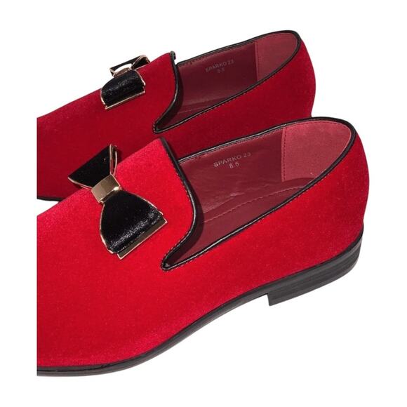 Enzo Romeo Fashion Formal Tuxedo Slip On Loafer Velvet Red Dress Shoes Size 8.5 main image 6